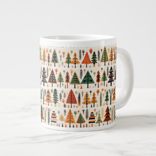 Scandinavian Folk Art Christmas Pattern Large Coffee Mug