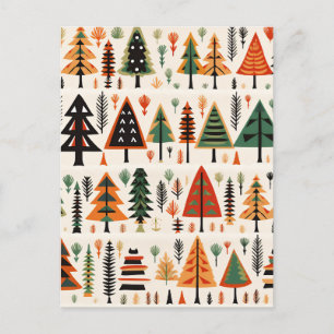 Scandinavian Folk Art Christmas Pattern Postcard