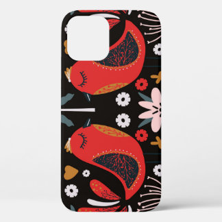 Scandinavian Folk Art: Colourful Birds. iPhone 12 Case