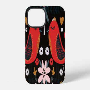 Scandinavian Folk Art: Colourful Birds. iPhone 12 Case