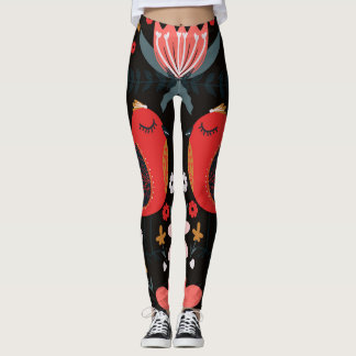 Scandinavian Folk Art: Colourful Birds. Leggings