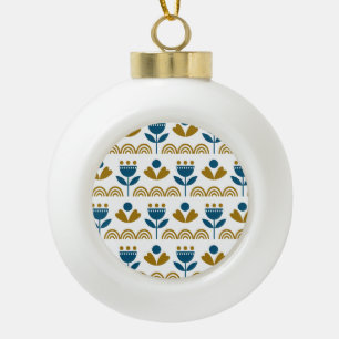 Scandinavian folk art, colourful pattern. ceramic ball christmas ornament