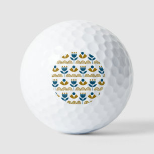Scandinavian folk art, colourful pattern. golf balls