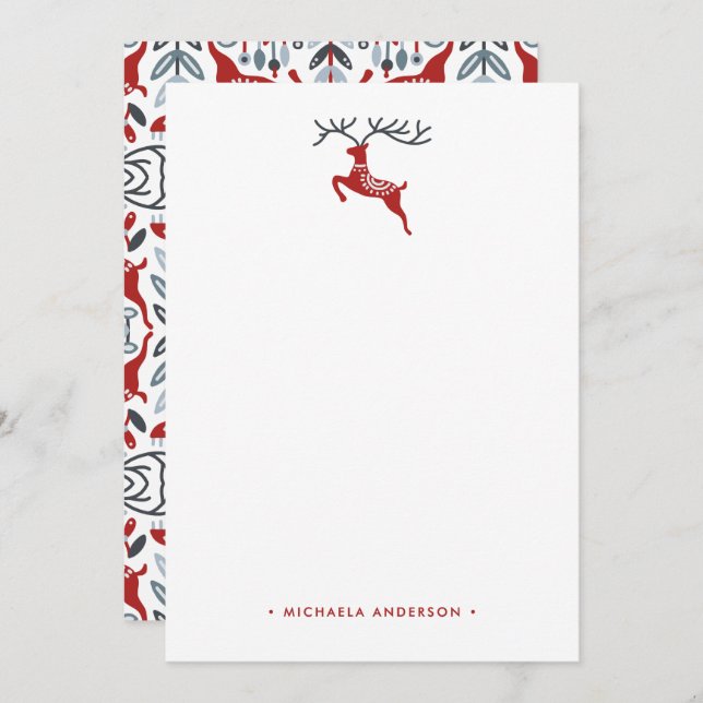 Scandinavian Folk Art Custom Name Personalised Card (Front/Back)