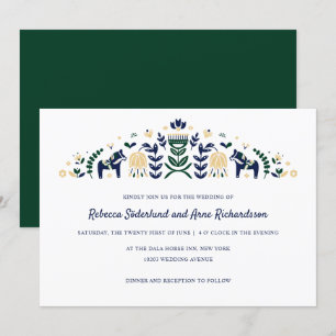 Scandinavian Folk Art Dala Horse Flower CUSTOM V2 Invitation