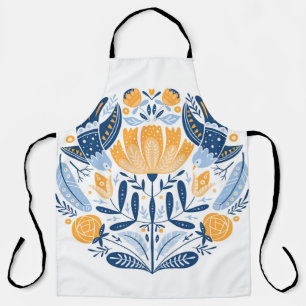 Scandinavian Folk Art Floral Ornament Apron