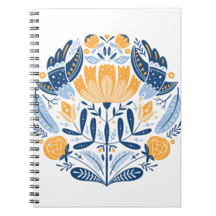 Scandinavian Folk Art Floral Ornament Notebook