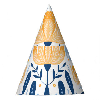 Scandinavian Folk Art Floral Ornament Party Hat
