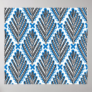 Scandinavian Folk Art: Floral Retro Design Poster