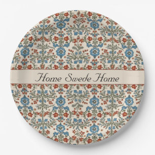 Scandinavian Folk Art flower design customisable Paper Plate