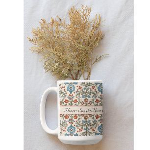 Scandinavian Folk Art flower design customisable Two-Tone Coffee Mug