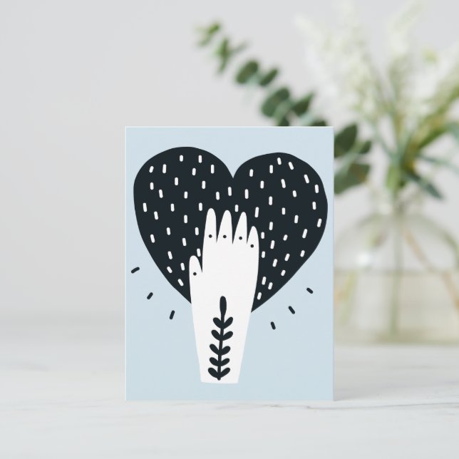 Scandinavian Folk Art Heart and Hand   Postcard (Standing Front)
