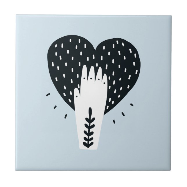 Scandinavian Folk Art Heart and Hand Tile (Front)