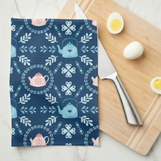 Scandinavian Folk art Hygge Christmas cosy teapot  Tea Towel