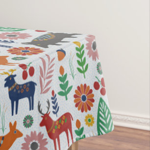 Scandinavian Folk Art Nordic Boho Modern Pattern Tablecloth