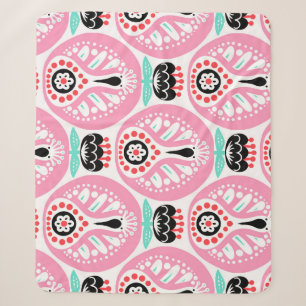 Scandinavian Folk Art: Nordic Seamless. Sherpa Blanket