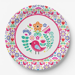 Scandinavian Folk Art Paper Plate