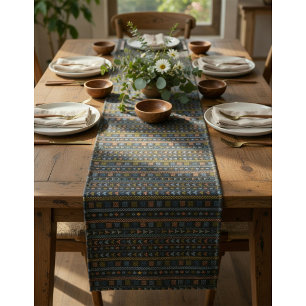Scandinavian Folk Art Pattern Table Runner