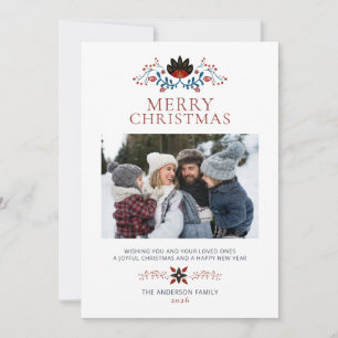 Scandinavian Folk Art Photo Christmas Holiday Card