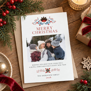 Scandinavian Folk Art Photo Christmas Holiday Card
