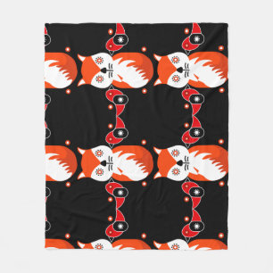 Scandinavian Folk Art Prints   Nordic Decor Fleece Blanket