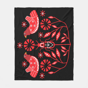 Scandinavian Folk Art Prints   Nordic Decor Fleece Blanket