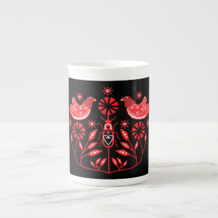 Scandinavian Folk Art Prints Nordic Decor Fleece Bone China Mug