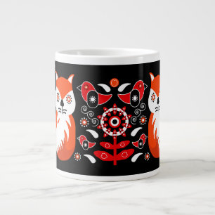 Scandinavian Folk Art Prints Nordic Decor Fleece Large Coffee Mug