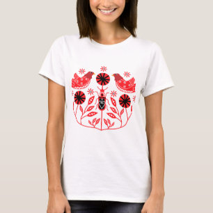 Scandinavian Folk Art Prints Nordic Decor Fleece T-Shirt