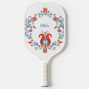 Scandinavian Folk Art Rosemaling Uffda Pickleball Paddle