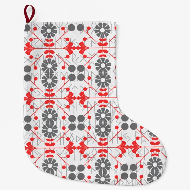 Scandinavian Folk Art Runic Pattern  Large Christmas Stocking (Front)