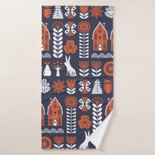 Scandinavian folk art seamless vintage pattern wit bath towel