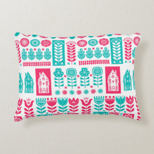 Scandinavian folk art seamless vintage pattern wit decorative cushion