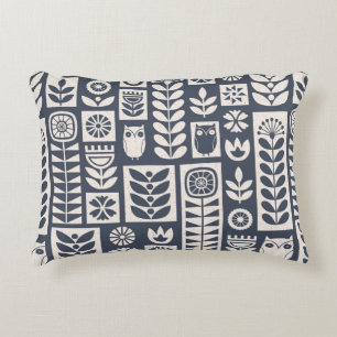 Scandinavian folk art seamless vintage pattern wit decorative cushion