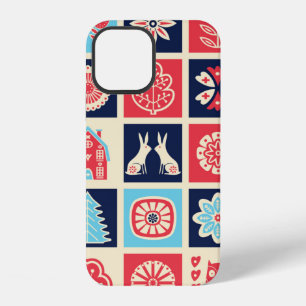 Scandinavian folk art seamless vintage pattern wit iPhone 12 case