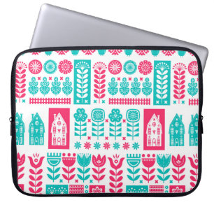 Scandinavian folk art seamless vintage pattern wit laptop sleeve