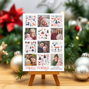 Scandinavian folk art six photo collage Christmas  Holiday Card
