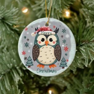 Scandinavian Folk Art Style Ceramic Tree Decoration