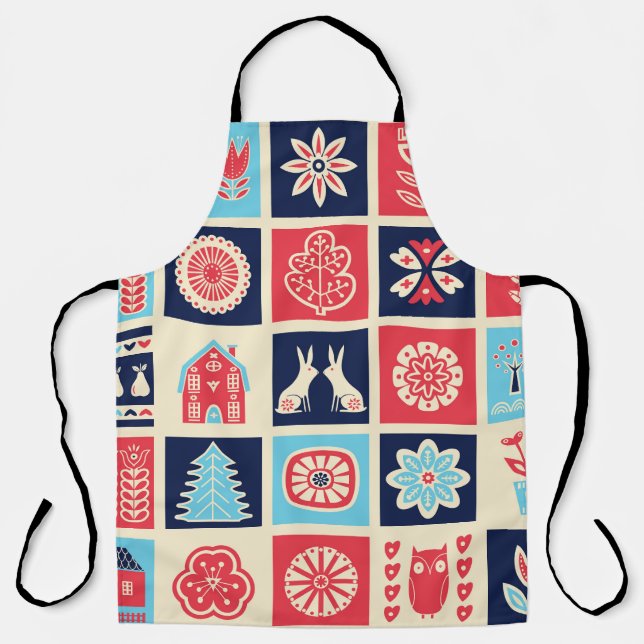 Scandinavian folk art: vintage floral. apron (Front)
