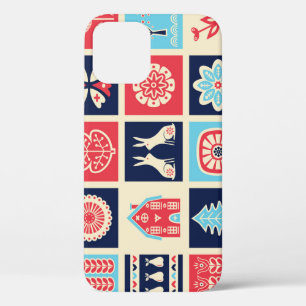 Scandinavian folk art: vintage floral. iPhone 12 case
