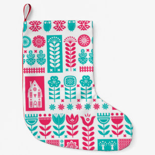 Scandinavian Folk Art: Vintage Seamless Small Christmas Stocking