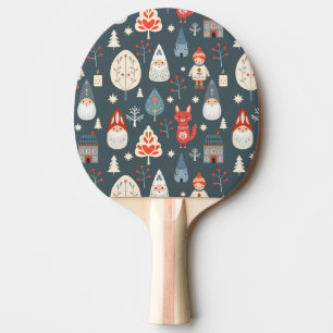 Scandinavian folk art with Christmas gnomes  Ping Pong Paddle