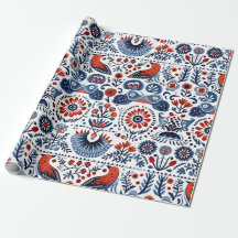Scandinavian Folk Art Wrapping Paper
