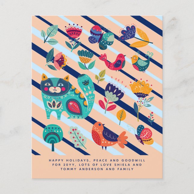 Scandinavian Folk Art Xmas Holidays Annual Letter (Front)