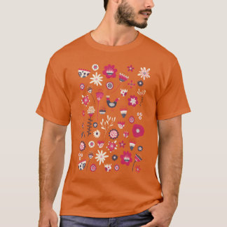 Scandinavian Folk Birds and Flowers funny T-Shirt