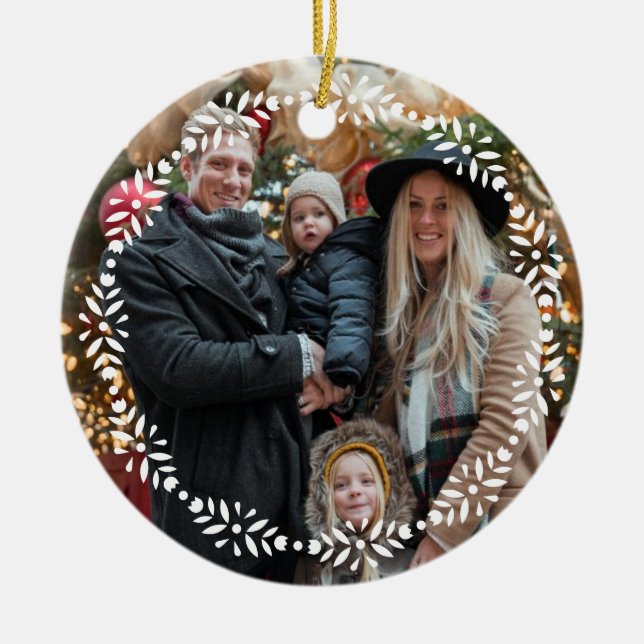 Scandinavian Folk Dala Horse Christmas  Ceramic Tree Decoration (Front)