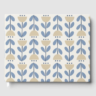 Scandinavian Folk Floral Stripe Pattern Guest Book