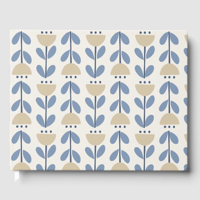 Scandinavian Folk Floral Stripe Pattern Guest Book (Front)