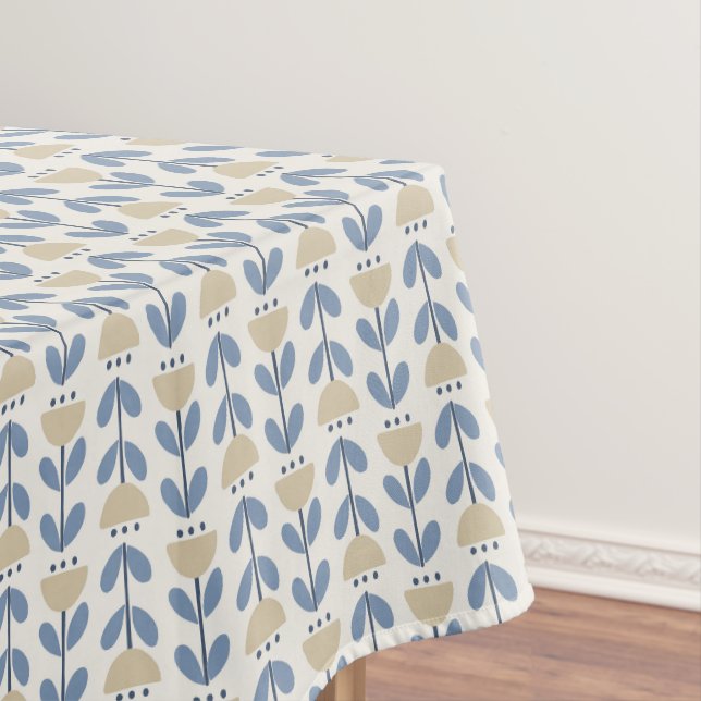 Scandinavian Folk Floral Stripe Pattern Tablecloth (In Situ)