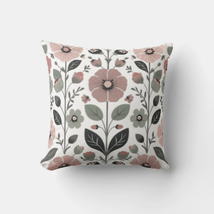 Scandinavian Folk Florals – Stylised Primroses Cushion